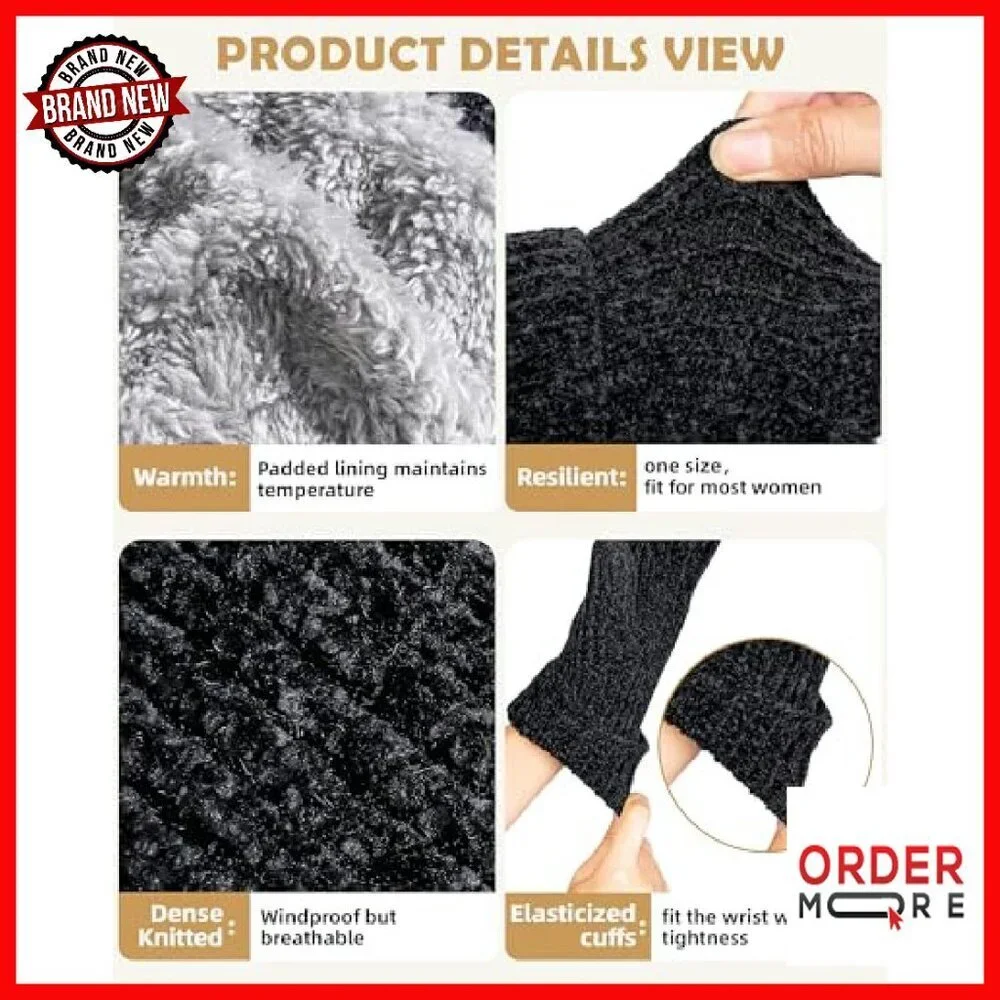 Women's Fleece Lined Touchscreen Winter Gloves - Chenille Warm